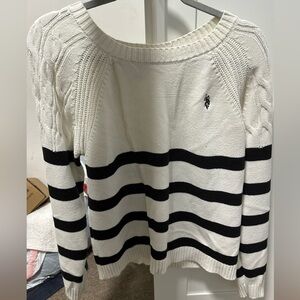 U.S. Polo Assn. Cream & Black Striped Knit Sweater XL